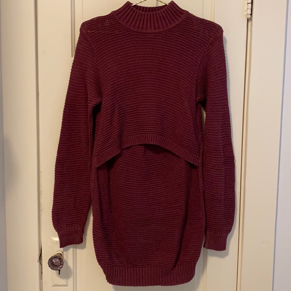 Boob Maternity/Nursing Sweater, size M, burgundy